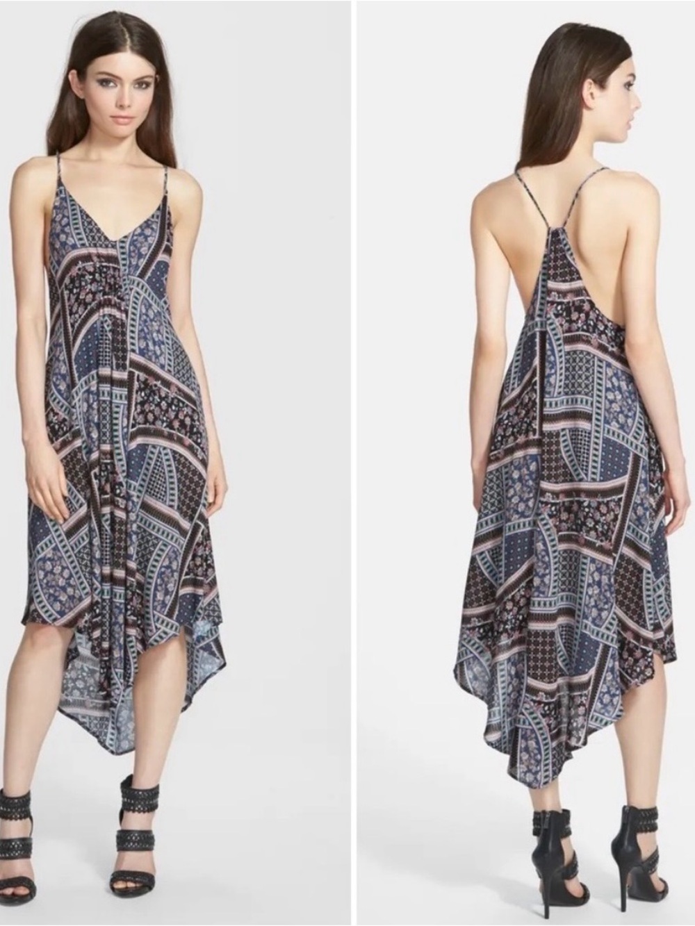 ASTR Boho Style - Spaghetti Strap Handkerchief Hem Dress (Small)